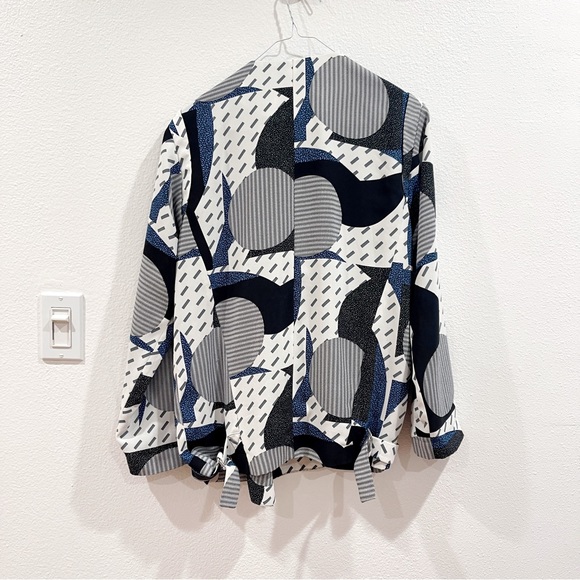 Topshop geometric print motorcycle style jacket Sz 4 - Picture 3 of 7